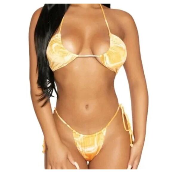 NWT Naked Wardrobe Bikini Set in Orange Swirl - Picture 2 of 11